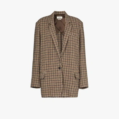 Shop Isabel Marant Étoile Kaito Checked Virgin Wool Blazer In Brown