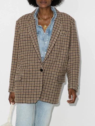 Shop Isabel Marant Étoile Kaito Checked Virgin Wool Blazer In Brown