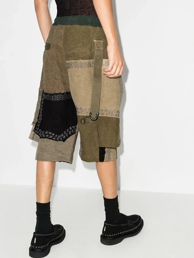 Shop By Walid Patchwork Bermuda Shorts In Green