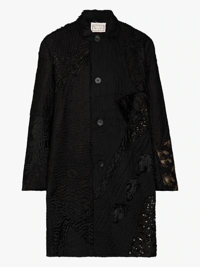 Shop By Walid Rufus Embroidered Patchwork Silk Coat In Black