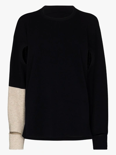 Shop Issey Miyake Cutout Detail Sweater In Blue