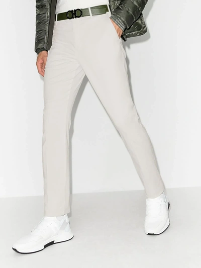 Shop Eleventy Slim Leg Trousers In Neutrals