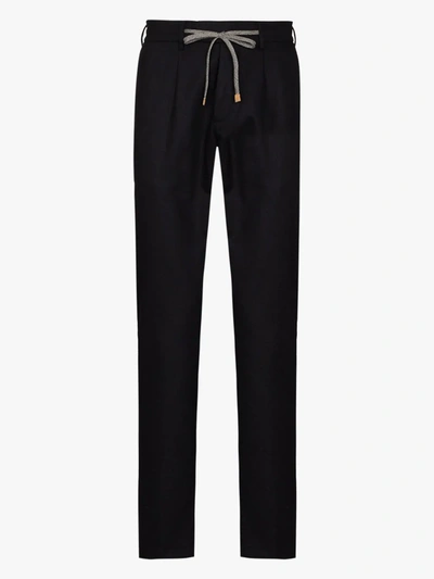 Shop Eleventy Blue Tailored Wool Track Pants