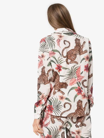 Desmond & Dempsey Long Pyjama Set Soleia Print Cream In Weiss