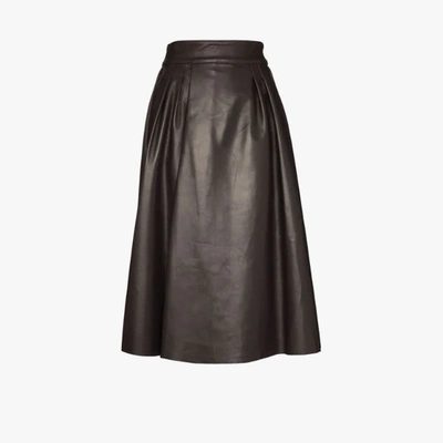 Shop Dolce & Gabbana Pleated Leather Skirt In Brown