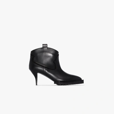Shop Sacai 70 Leather Ankle Boots In Black