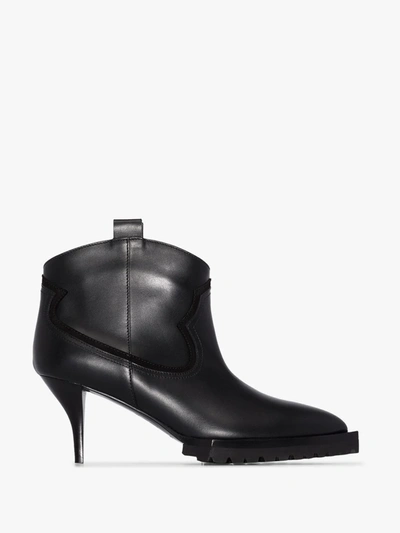 Shop Sacai 70 Leather Ankle Boots In Black