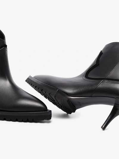 Shop Sacai 70 Leather Ankle Boots In Black