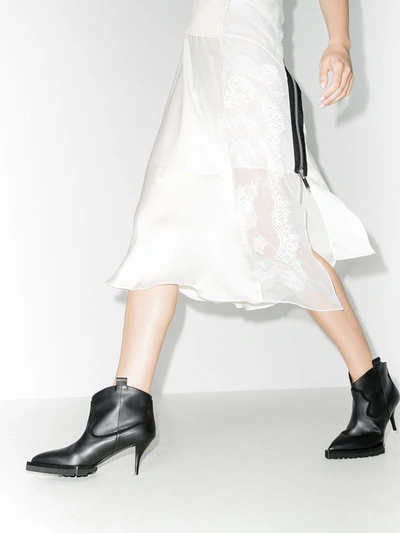 Shop Sacai 70 Leather Ankle Boots In Black