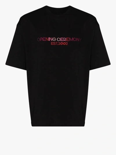 Shop Opening Ceremony Embroidered Logo Cotton T-shirt In Black
