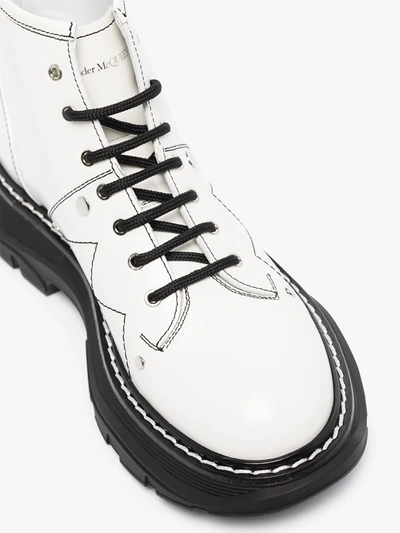 Shop Alexander Mcqueen Tread Lace-up Leather Boots In White