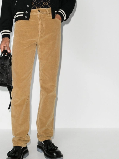 Shop Gucci Straight Leg Corduroy Trousers In Neutrals