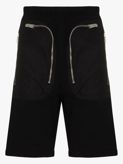 Shop Heron Preston Black Zipped Cotton Logo Shorts