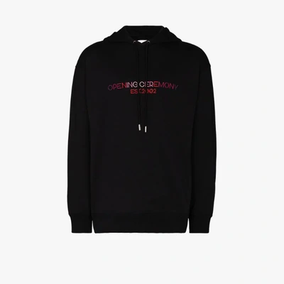 Shop Opening Ceremony Embroidered Logo Drawstring Hoodie In Black