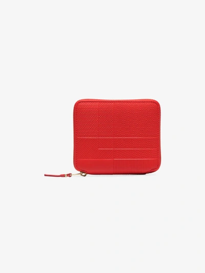 Shop Comme Des Garçons Red Intersection Zip-around Leather Wallet