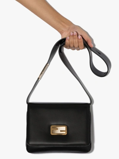 Shop Fendi Black Id Medium Leather Shoulder Bag