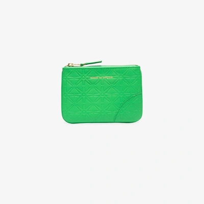 Shop Comme Des Garçons Green Embossed Leather Wallet