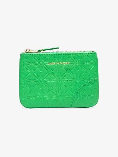 Shop Comme Des Garçons Green Embossed Leather Wallet