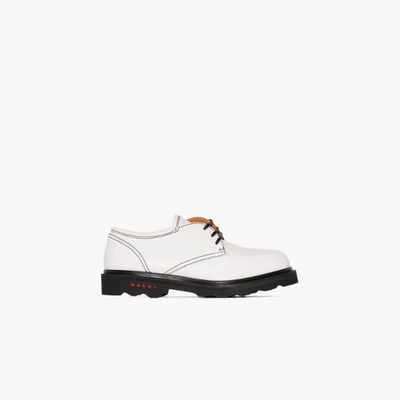 Shop Marni White Leather Derby Shoes