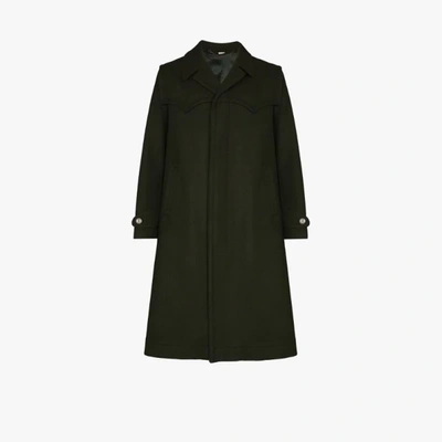 Shop Gucci Single-breasted Wool Overcoat In Green