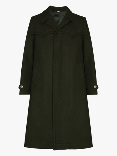 Shop Gucci Single-breasted Wool Overcoat In Green
