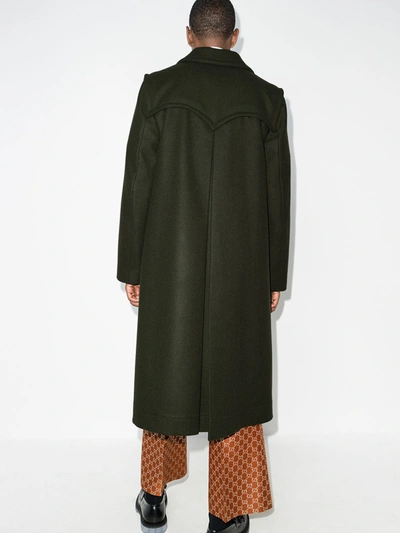 Shop Gucci Single-breasted Wool Overcoat In Green