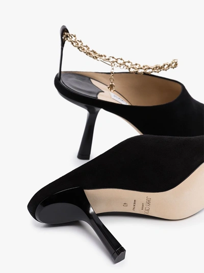 Shop Jimmy Choo Betha 85 Ankle Chain Suede Mules In Black