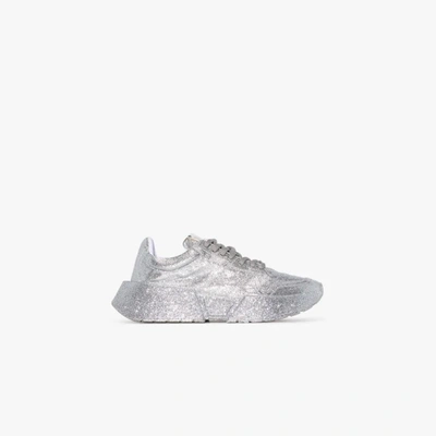 Shop Mm6 Maison Margiela Silver Glitter Chunky Sneakers In Metallic