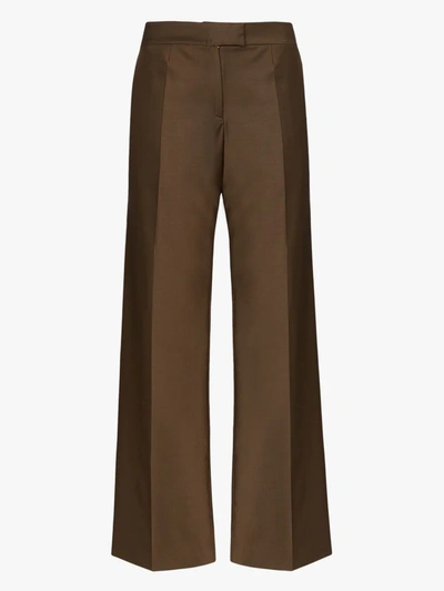 Shop Materiel Wide Leg Tailored Trousers In Brown