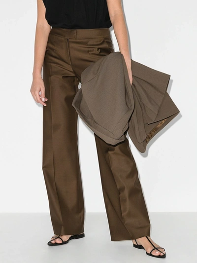 Shop Materiel Wide Leg Tailored Trousers In Brown