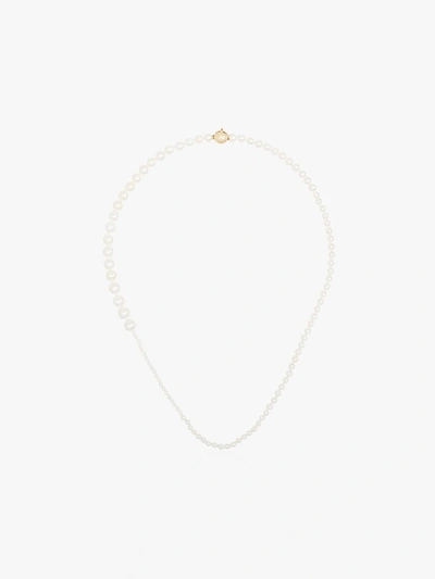 Shop Sophie Bille Brahe 14k Gold Pearl Necklace In White