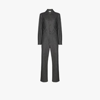 Shop Moncler Long Sleeve Wool Boiler Suit In Grey