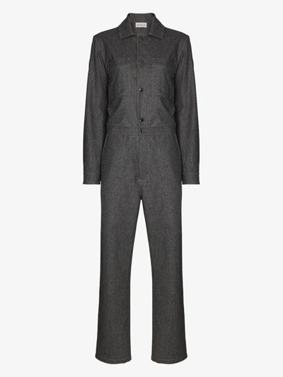 Shop Moncler Long Sleeve Wool Boiler Suit In Grey