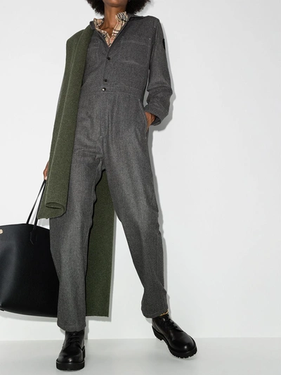Shop Moncler Long Sleeve Wool Boiler Suit In Grey