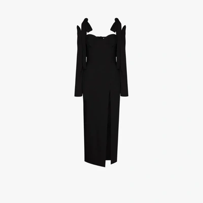 Shop Aleksandre Akhalkatsishvili Tie Shoulder Cutout Midi Dress In Black