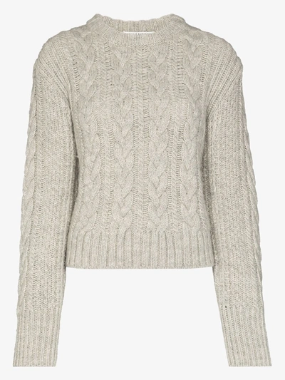 Shop Cecilie Bahnsen Cable Knit Open Back Sweater In Grey