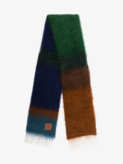 Shop Loewe Multicoloured Mohair Wool Scarf In Brown