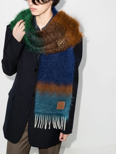 Shop Loewe Multicoloured Mohair Wool Scarf In Brown