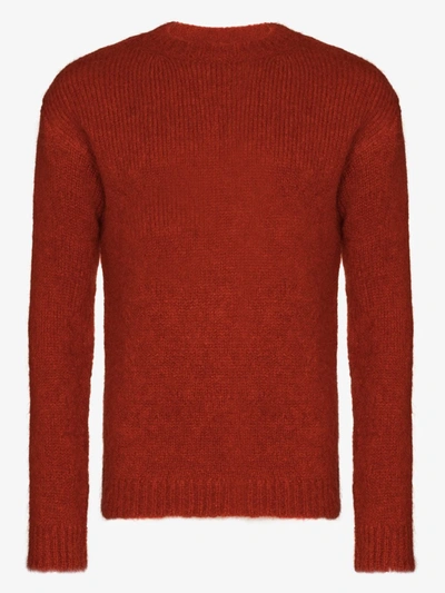 Shop Ann Demeulemeester Orange Fine Knit Wool Sweater