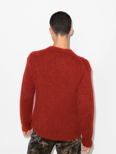 Shop Ann Demeulemeester Orange Fine Knit Wool Sweater