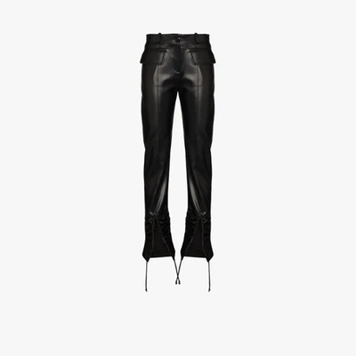 Shop Aleksandre Akhalkatsishvili Knotted Faux Leather Trousers In Black