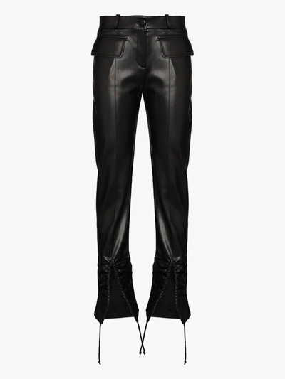 Shop Aleksandre Akhalkatsishvili Knotted Faux Leather Trousers In Black