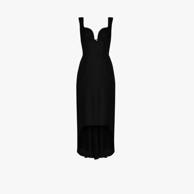 Shop Alexander Mcqueen Oxbridge Flannel Sweetheart Neck Dress In Black