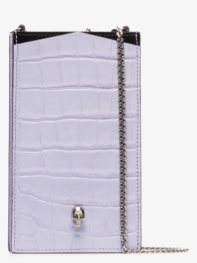 Shop Alexander Mcqueen Lilac Mock Croc Chain Phone Case In Purple