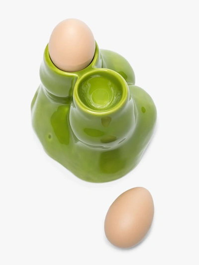 Shop Anissa Kermiche Green Double L'egg Earthenware Egg Cup