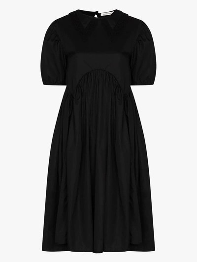 Shop Cecilie Bahnsen Malou Cotton Puff Sleeve Dress In Black