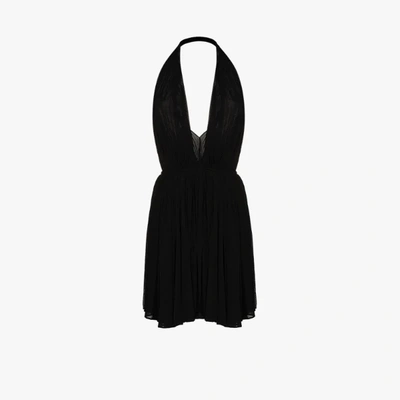Shop Saint Laurent Halterneck Mini Dress In Black