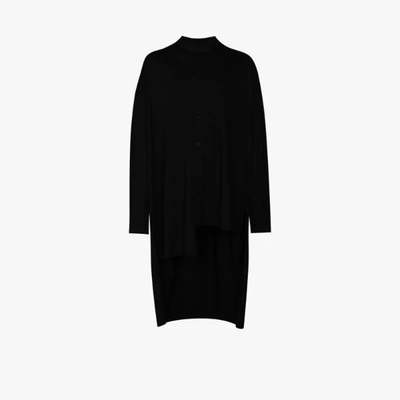 Shop Yohji Yamamoto Asymmetric Hem Cotton Shirt In Black