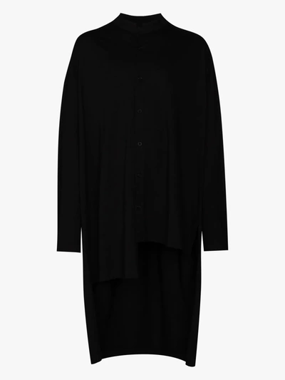 Shop Yohji Yamamoto Asymmetric Hem Cotton Shirt In Black