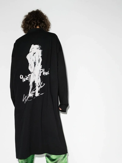 Shop Yohji Yamamoto Asymmetric Hem Cotton Shirt In Black
